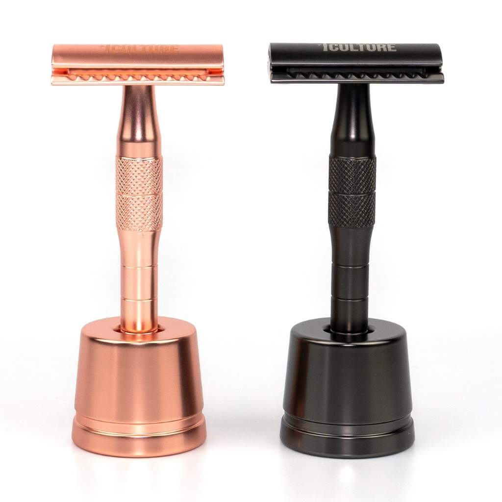Rose Gold or Black Reusable Safety Razors (Thick Handle)