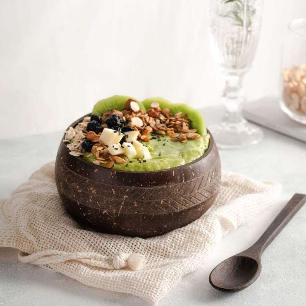 Patterned Coconut Bowl & Spoon Single Set